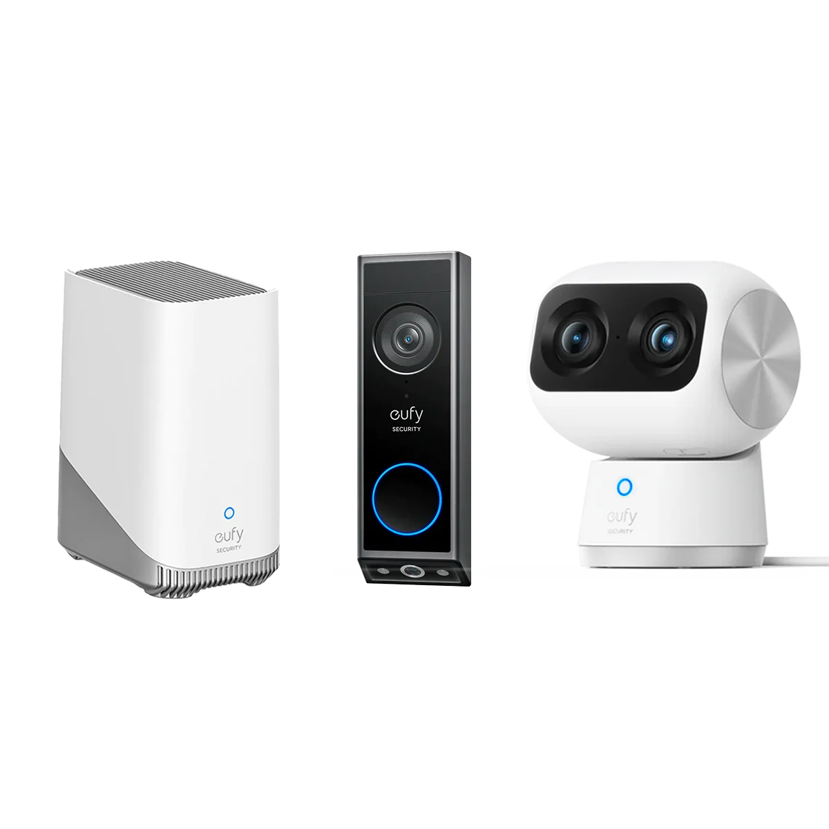 Eufy Home Collection Indoor Cam S350 Indoor Security Camera + Video Doorbell E340 + eufy Homebase 3 Smart Home Security, Home Security Accessories