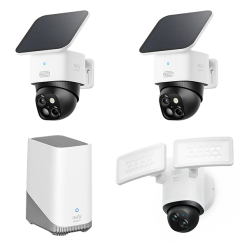 Eufy Home Collection SoloCam S340 (2-Pack) Wireless Security Camera + Floodlight Camera E340 + eufy HomeBase S380