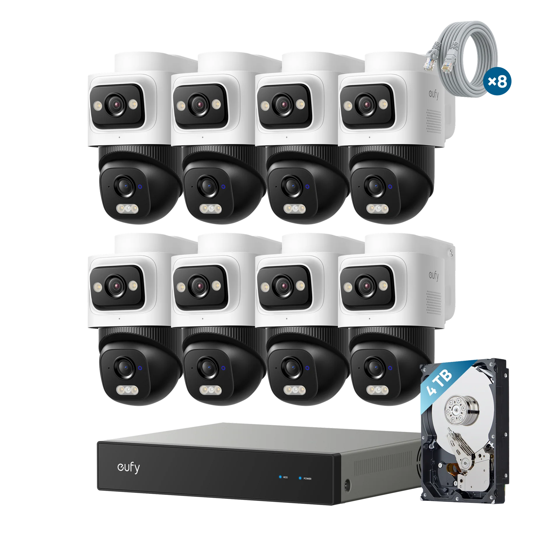 Eufy Home Collection Security NVR System E50-8-Cam Kit 4TB 4K Home Security System Smart Home Security, Home Security Accessories