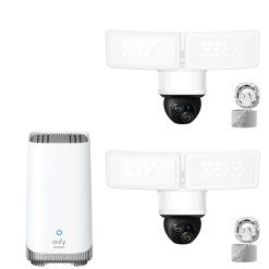 Eufy Home Collection Floodlight Camera E340 with AC Cable (2-Cam Kit) + eufy Homebase 3