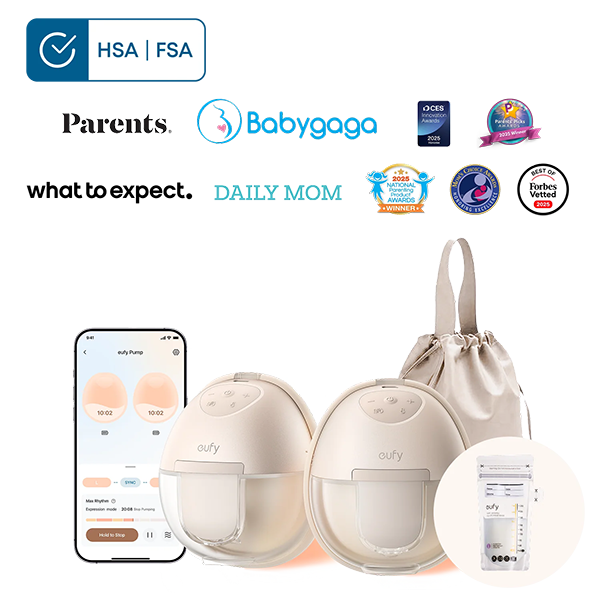 Eufy Home Collection Breast Pump S1 & Milk Bags(120 Pieces) Breast Pump Accessories, Hands-Free Pump Parts