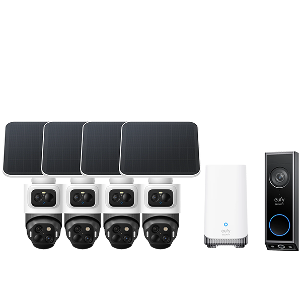Eufy Home Collection eufyCam S4 4-Cam Kit Smart Video Doorbell + Video Doorbell E340 Smart Home Security, Home Security Accessories