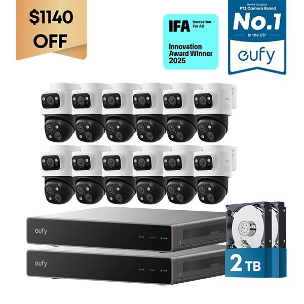Eufy Home Collection Dual-NVR PoE System with 12 PoE Cam S4 Smart Home Security, Home Security Accessories