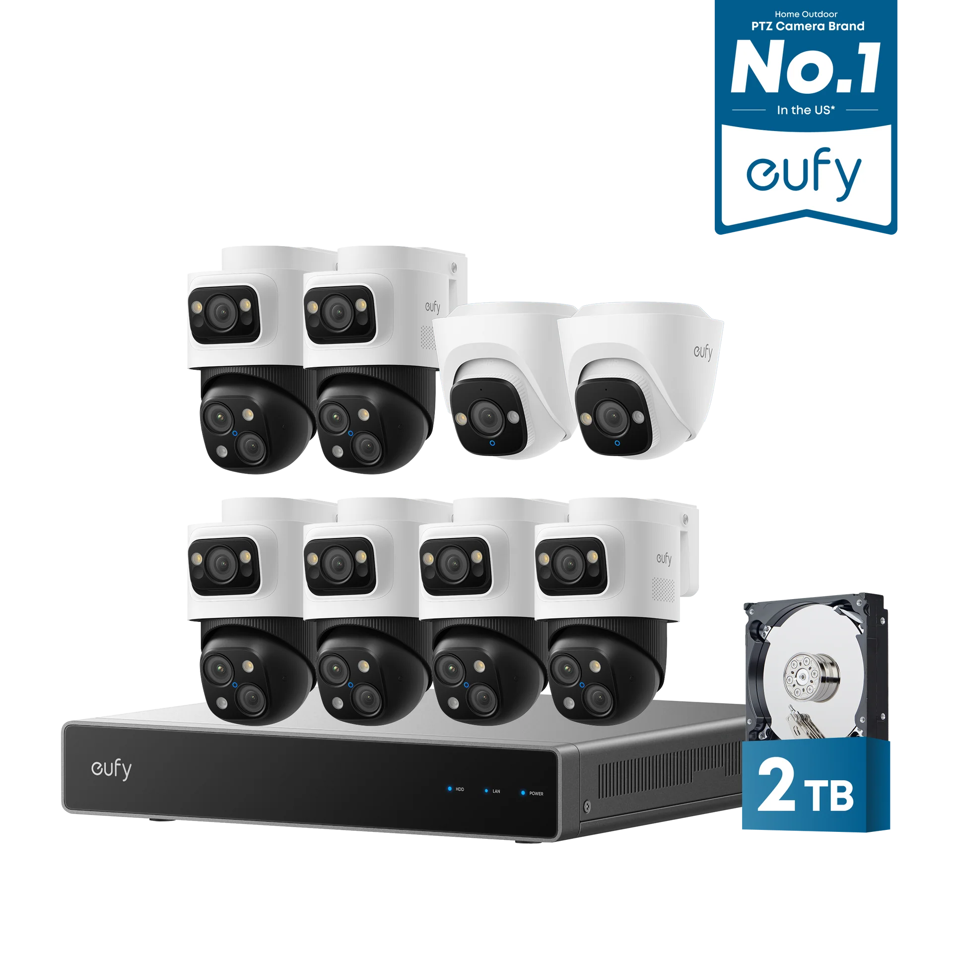 Eufy Home Collection 6-Cam Kit PoE NVR Security System S4 Max + 2 Turret Cameras Smart Home Security, Home Security Accessories