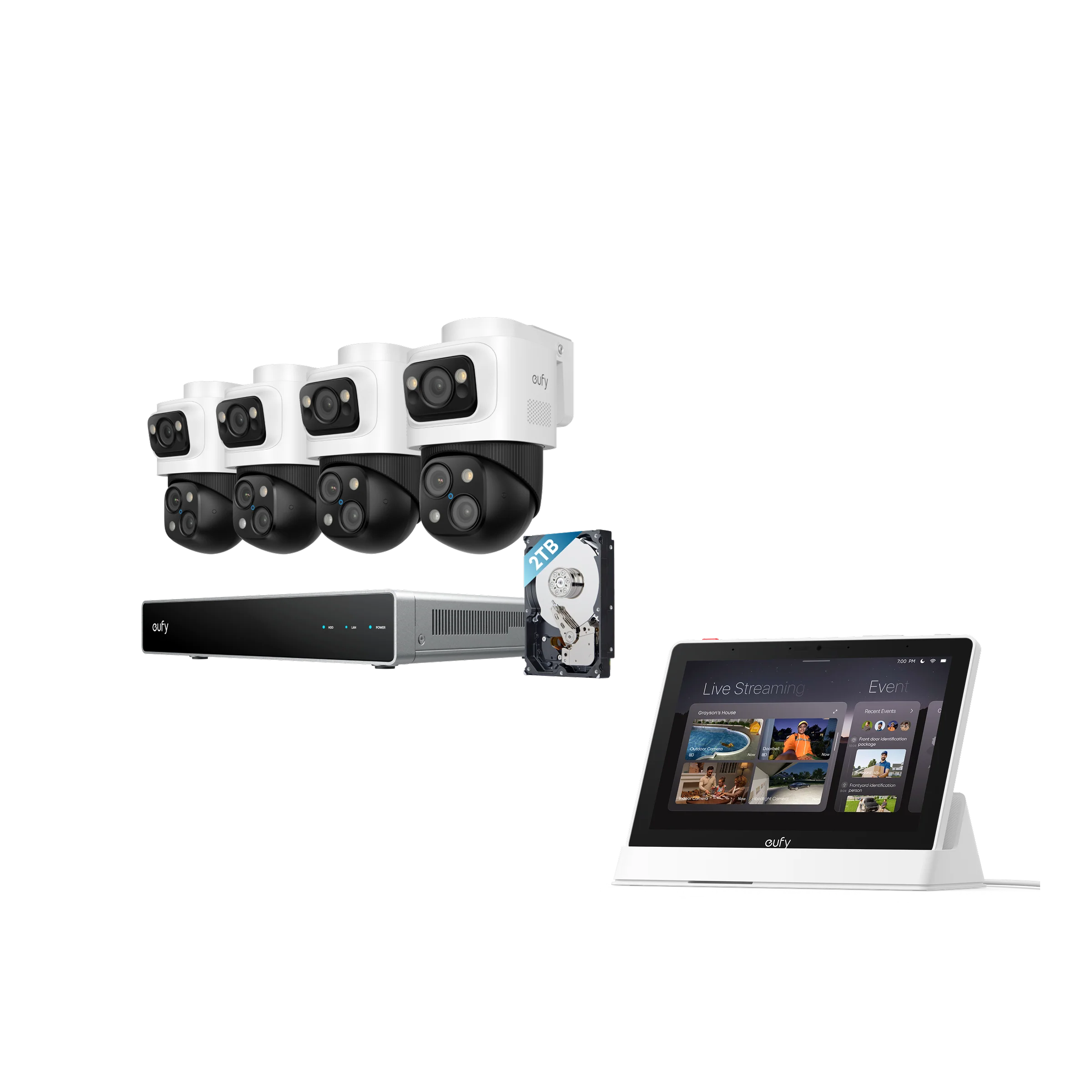 Eufy Home Collection Smart Display E10 + eufy PoE NVR Security System S4 Max Smart Home Security, Home Security Accessories